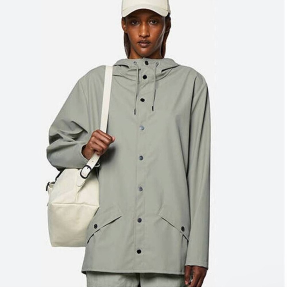 NWT‎ Rains x Anthropologie Unisex Jacket in Cement Waterproof